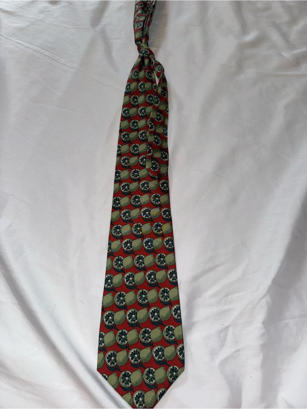 Vintage 90s GAP Citrus Lime Fruit Print Silk Necktie